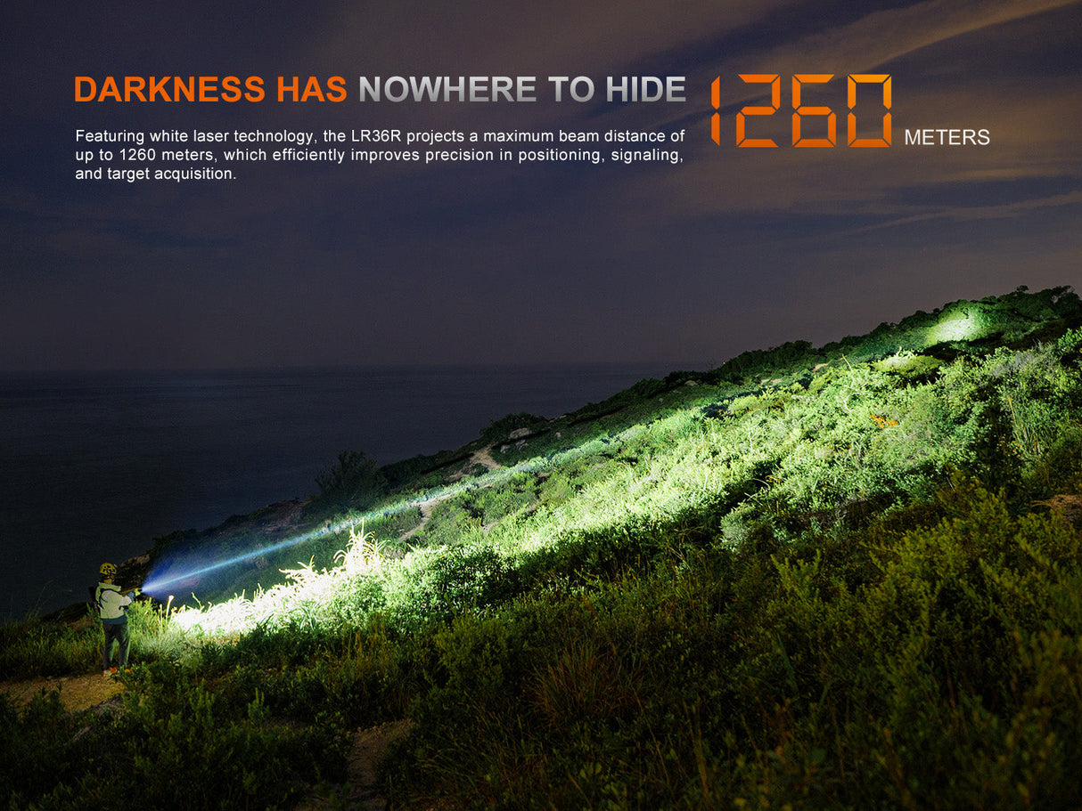 Fenix LR36R Powerful White Laser Flashlight for Rescue and Tactical Ops 10000 Lumen OLED Display