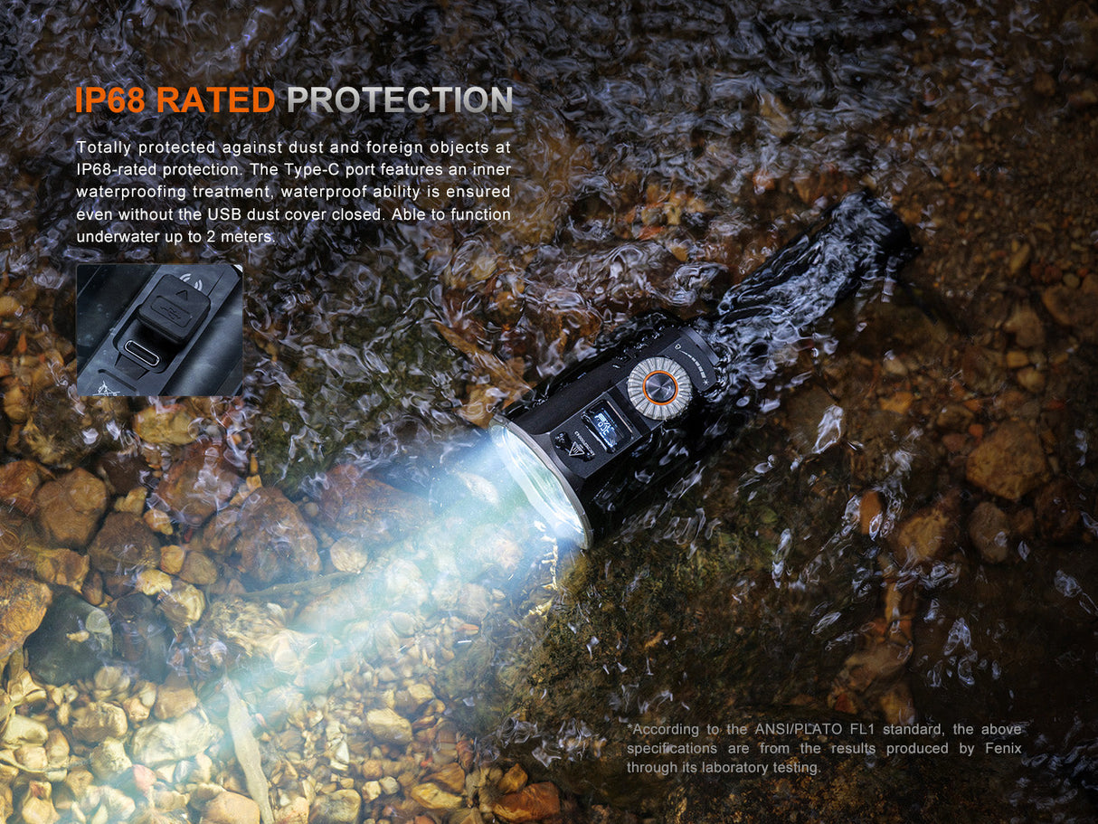 Fenix LR36R Powerful White Laser Flashlight for Rescue and Tactical Ops 10000 Lumen OLED Display