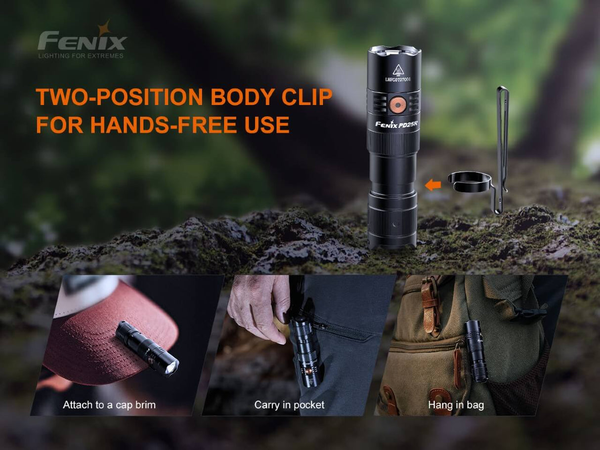 Fenix PD25R USB-C Rechargeable LED Flashlight – Trail-Ready