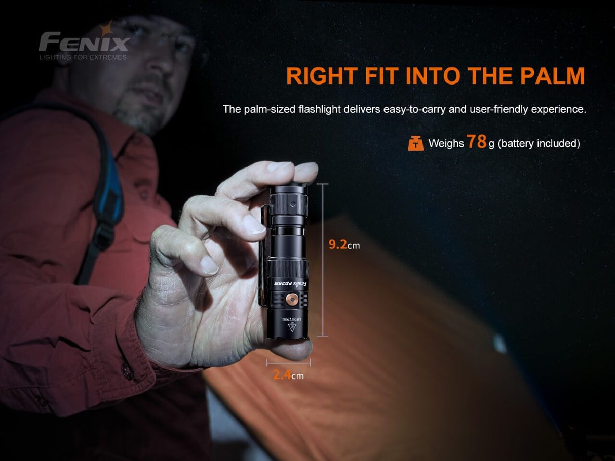 Fenix PD25R USB-C Rechargeable LED Flashlight – Trail-Ready