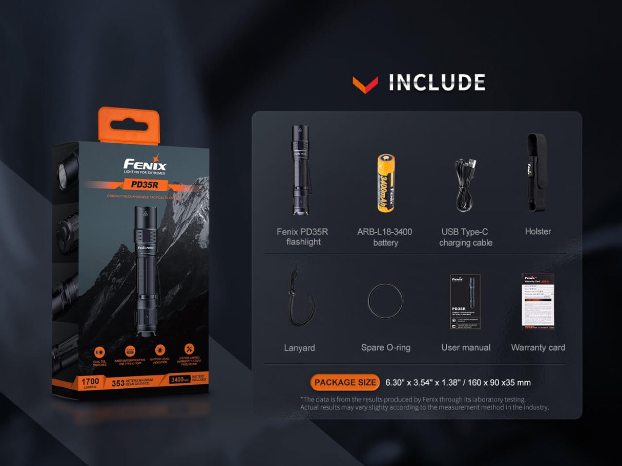 Fenix PD35R Compact Rechargeable Flashlight - Trail Ready