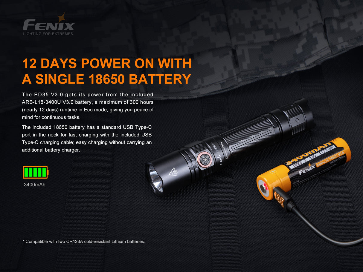 Fenix PD35 V3.0 EDC Flashlight 1700 Lumens Adventure Ready