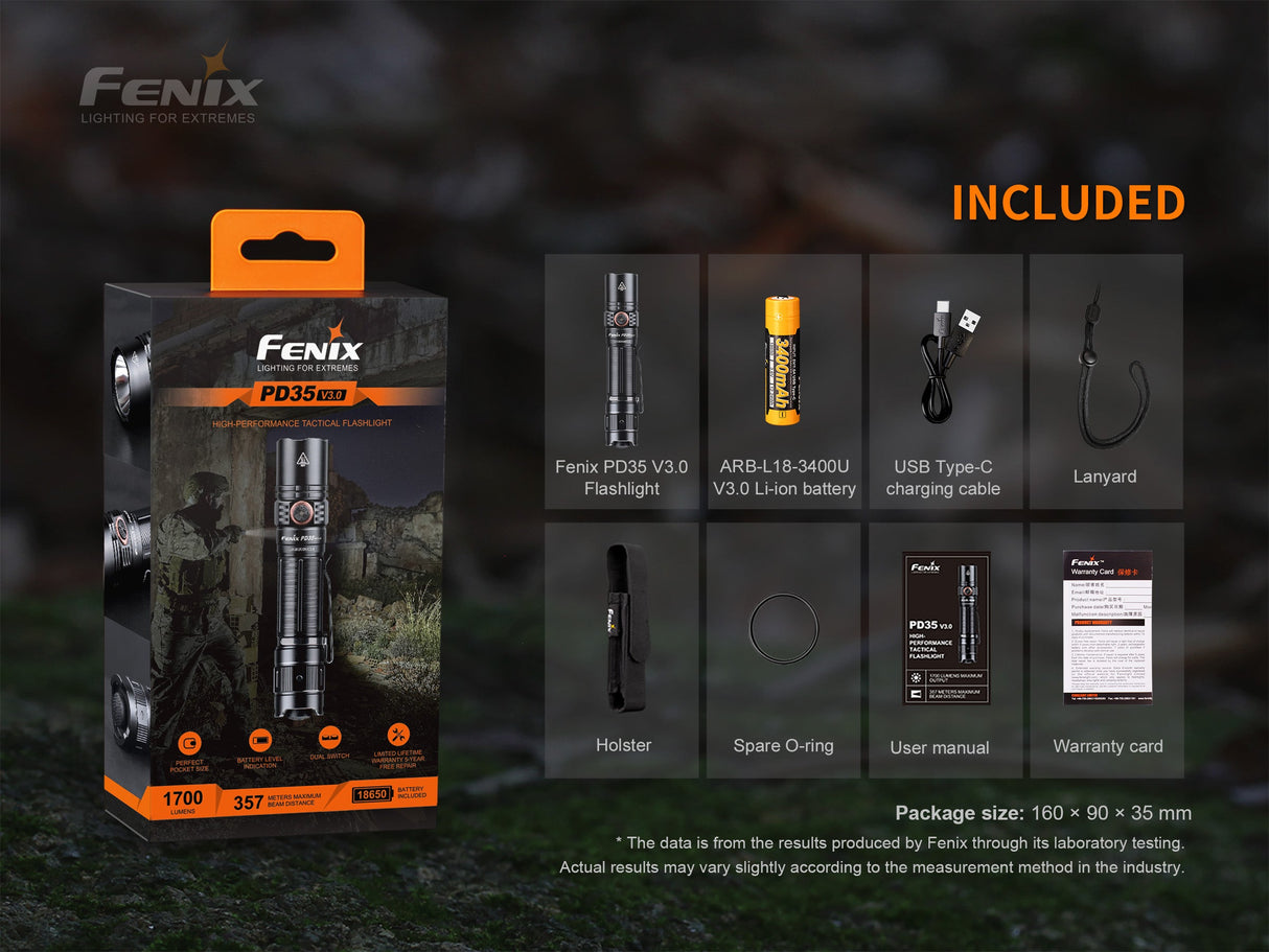 Fenix PD35 V3.0 EDC Flashlight 1700 Lumens Adventure Ready