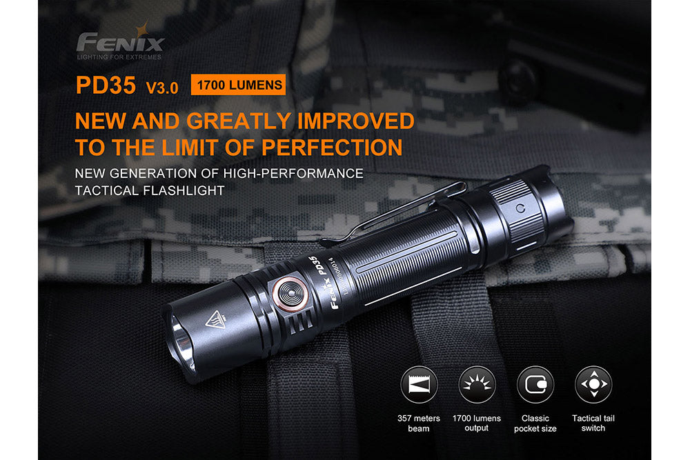 Fenix PD35 V3.0 EDC Flashlight 1700 Lumens Adventure Ready