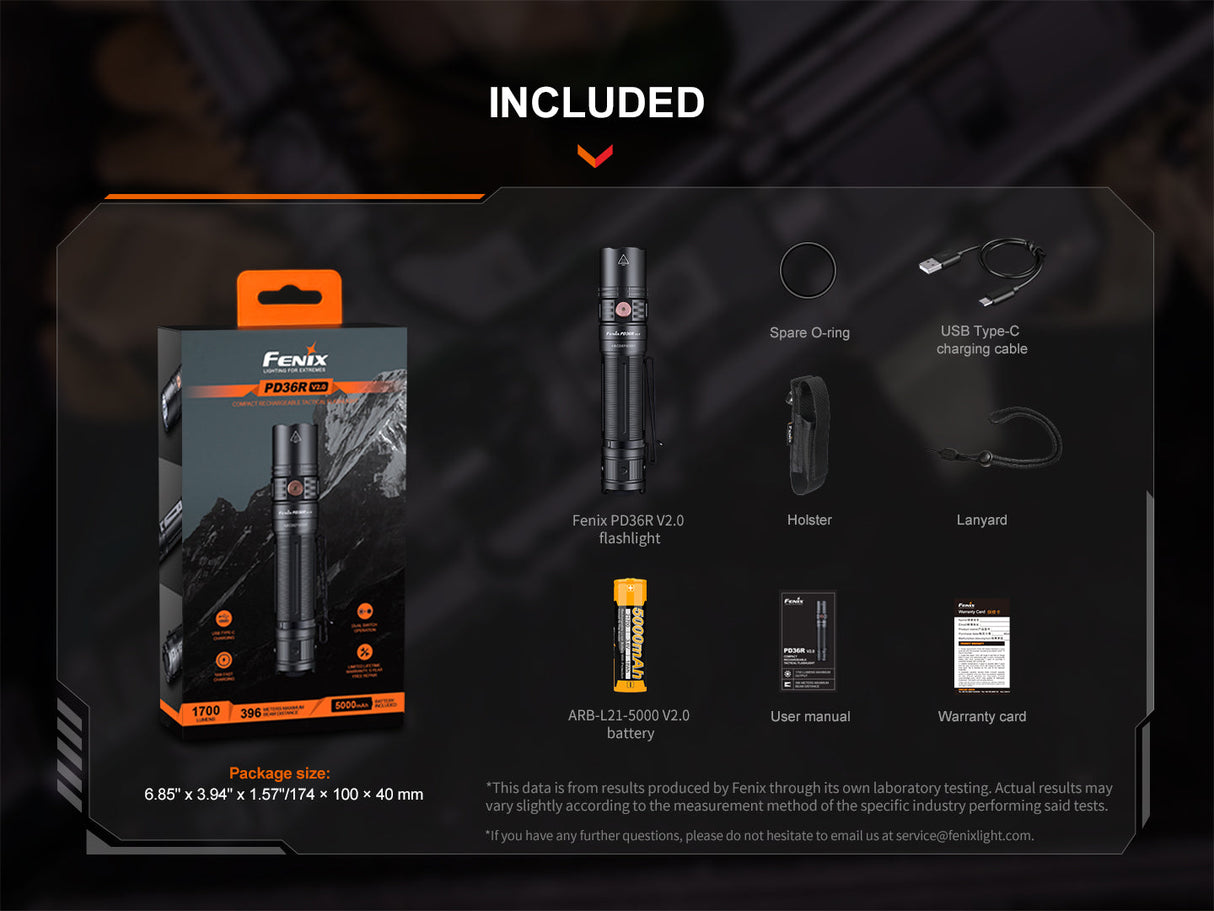 Fenix PD36R V2 Compact Tactical 1700 - Adventure Ready