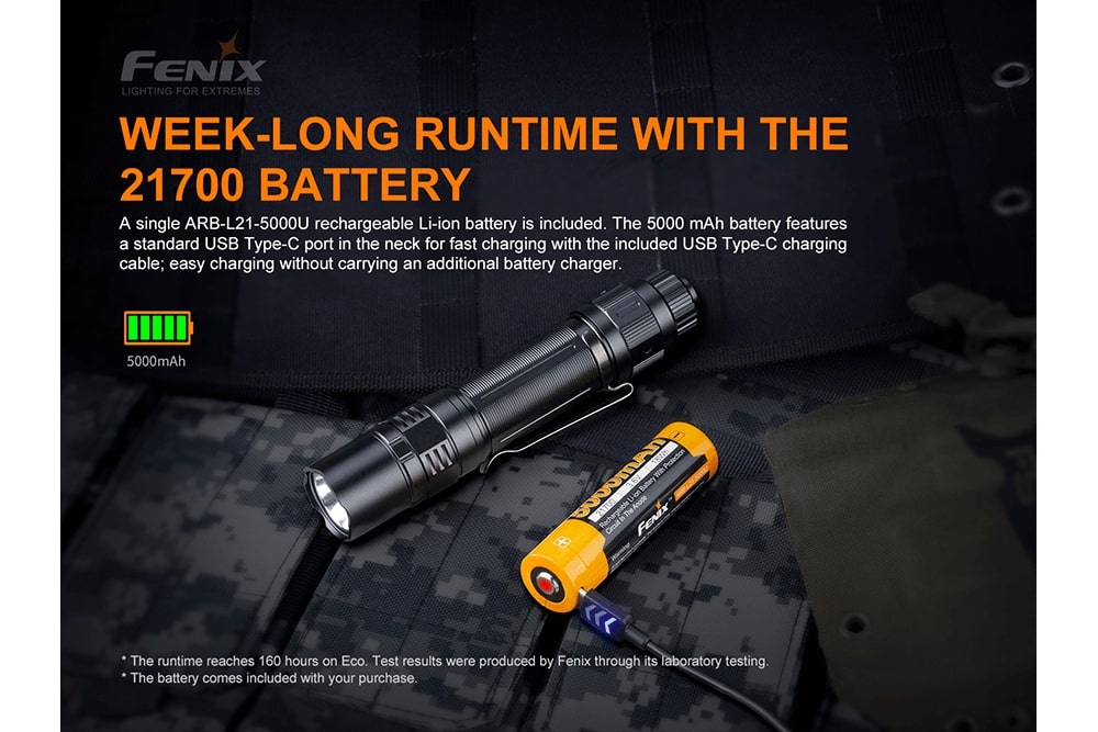 Fenix PD36 TAC 5.5in Flashlight 3000 Lumens – Trail Tested