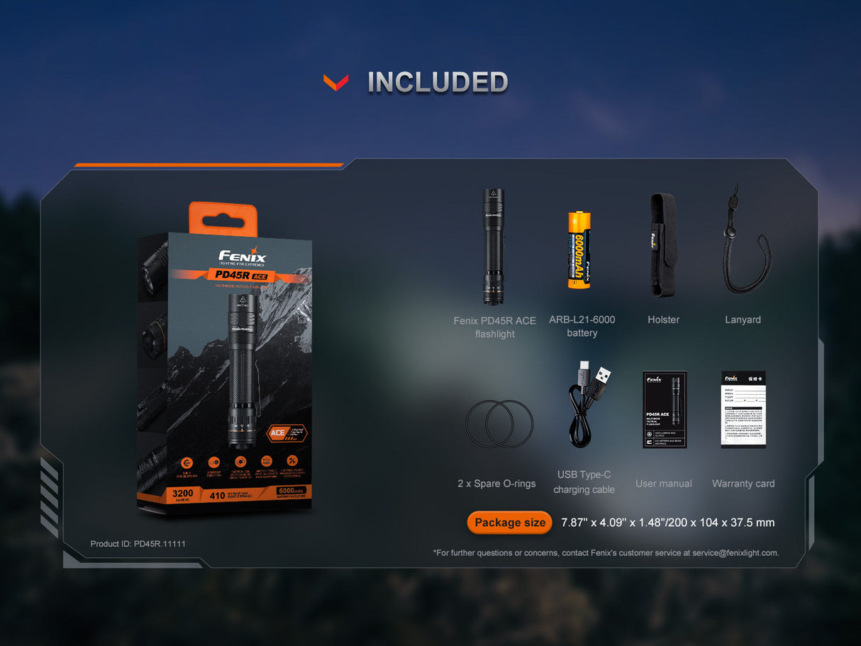 Fenix PD45R ACE Tactical Flashlight - Trail-Ready Gear