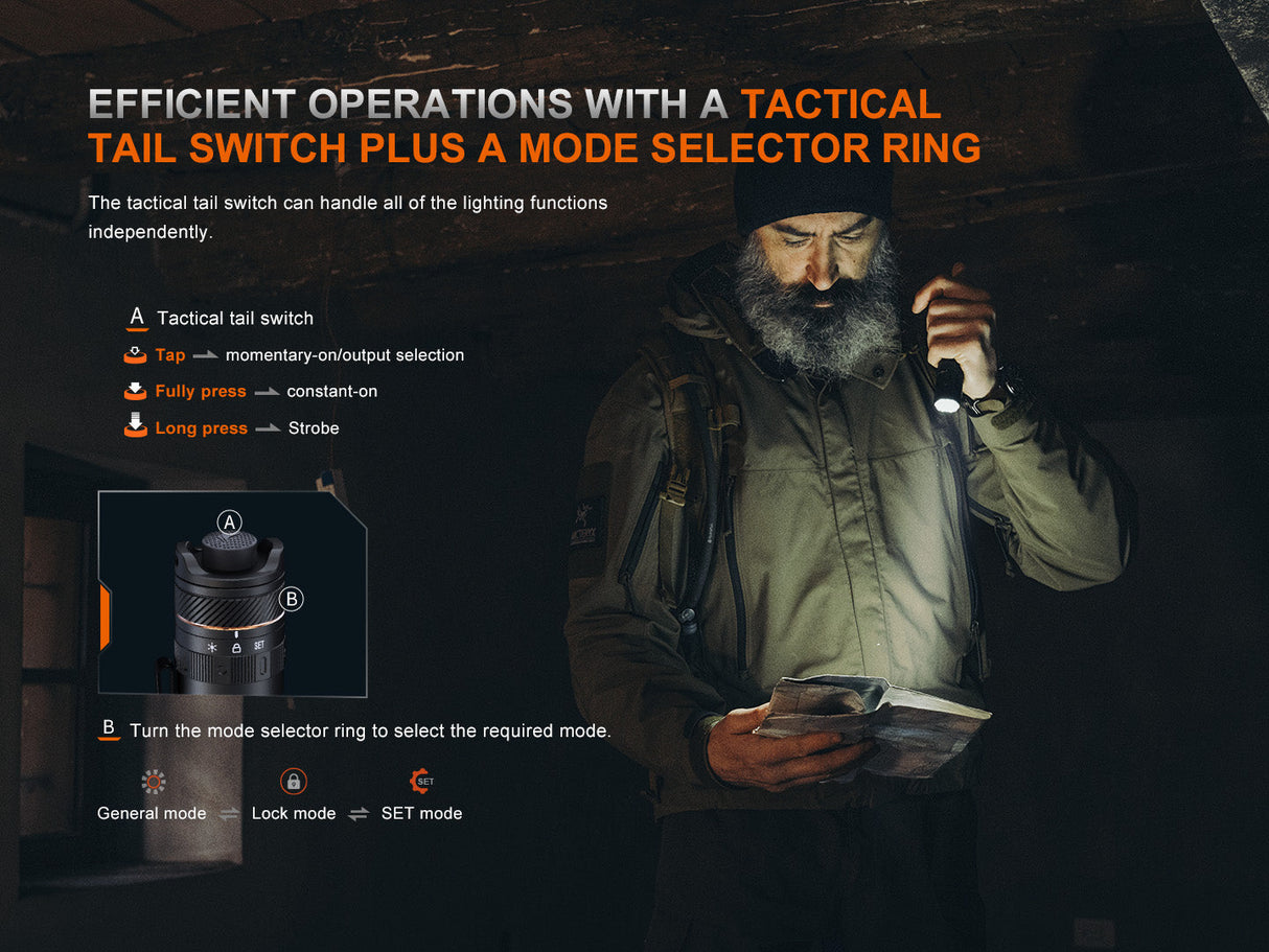 Fenix PD45R ACE Tactical Flashlight - Trail-Ready Gear