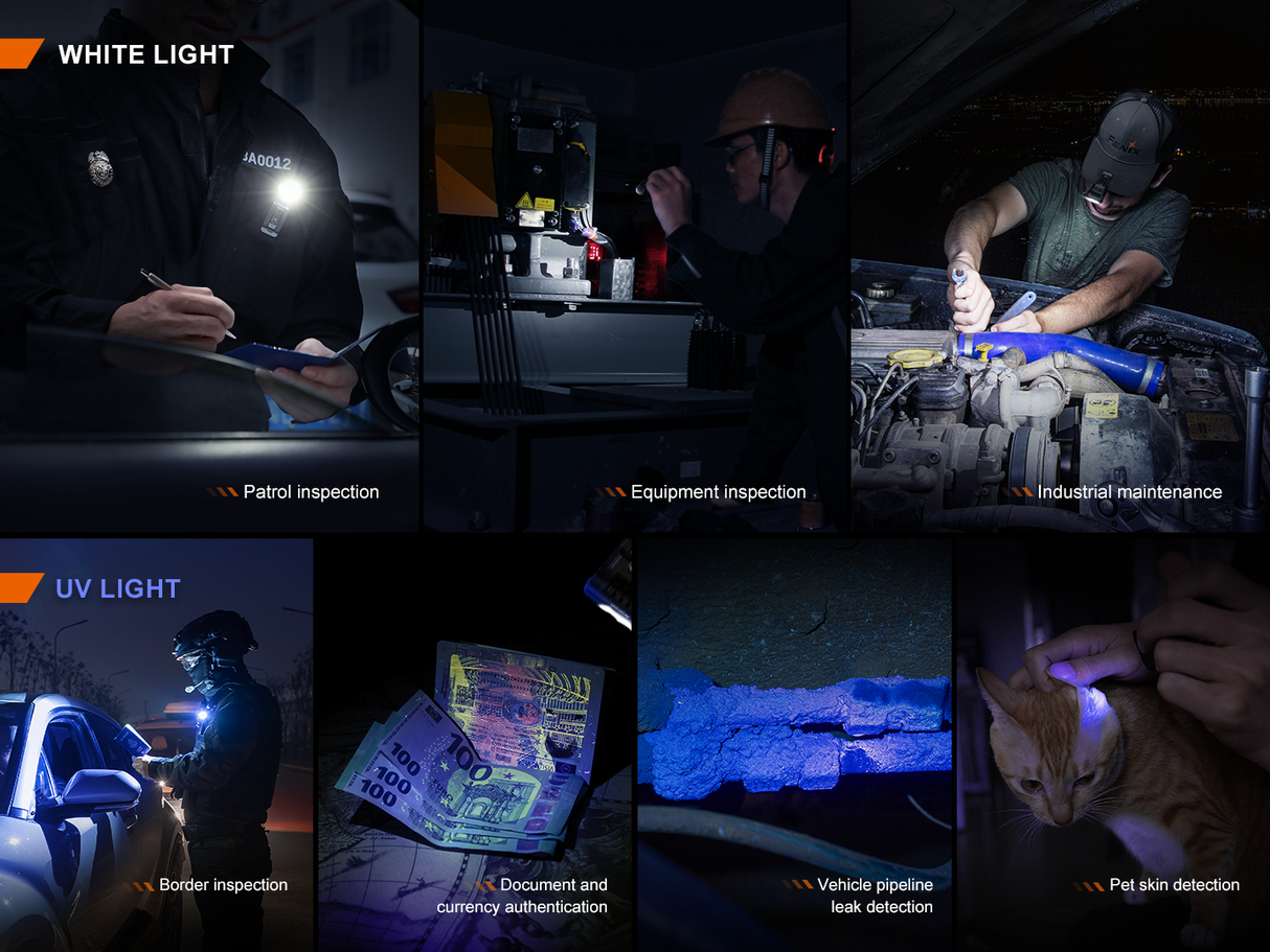 Fenix SW05R Clip On Light Versatile USB C Rechargeable With Red Or UV Output For Outdoor Enthusiasts