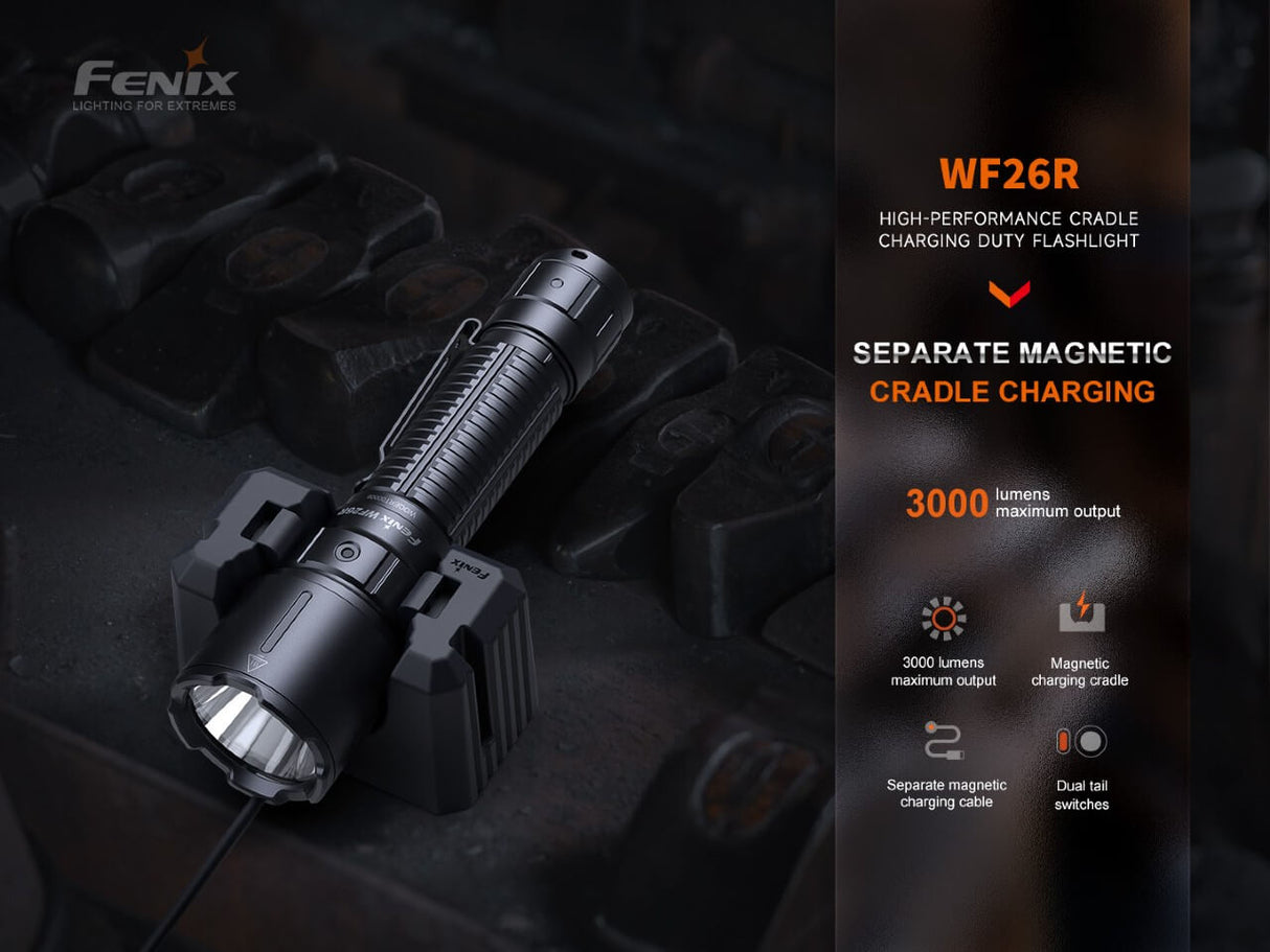 Fenix WF26R Cradle Charging LED Work Flashlight For Professionals Versatile Onsite Use 3000 Lumens