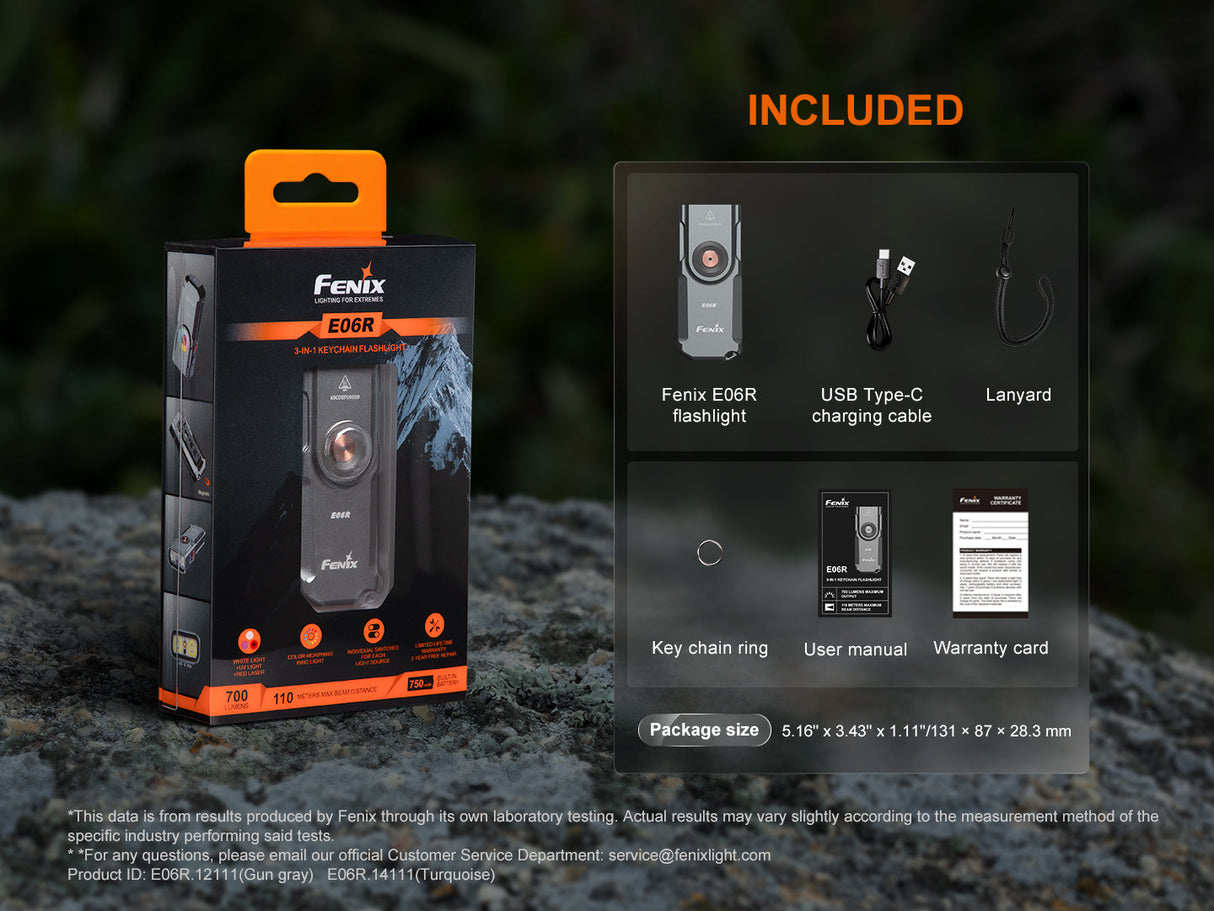 Fenix E06R Keychain Light With Powerful 700 Lumen Output White UV Red Laser Pointer For Everyday Carry Enthusiasts