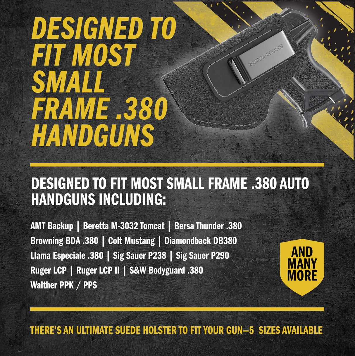 The Ultimate Suede Leather IWB Holster - Small Size | Fits Ruger LCP, LCP2, Sig P238, P290, S&W Bodyguard .380 and Most .380's - Lifetime Warranty - Made in USA