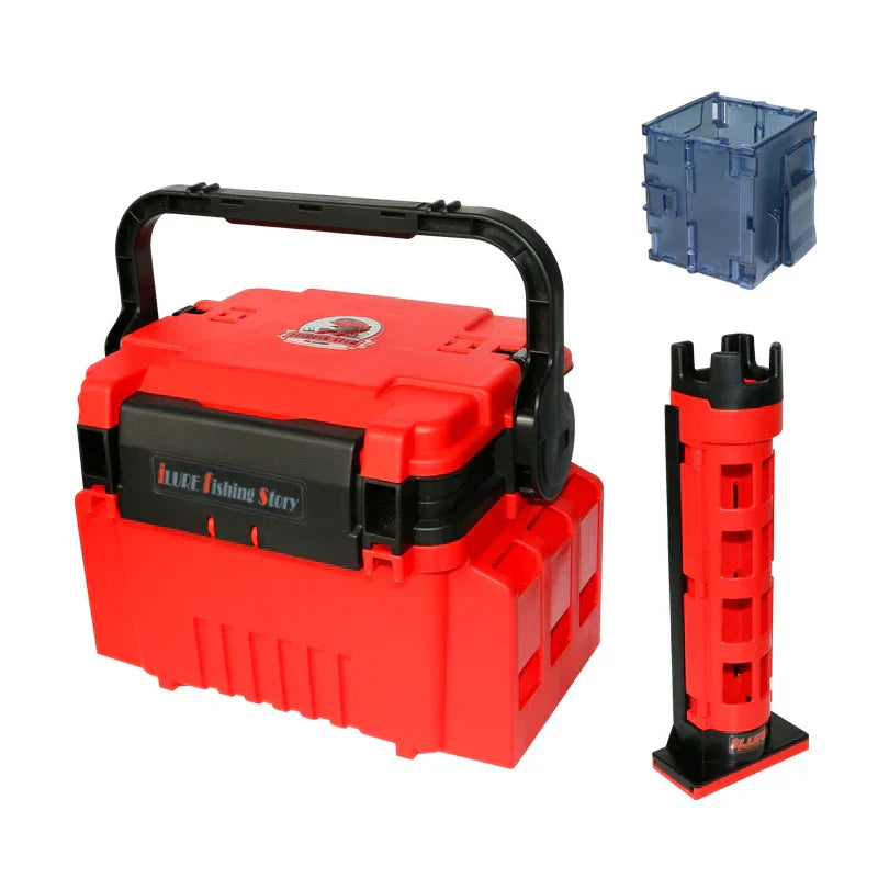 Multifunction Fishing Tackle Box with Rod Holder-0