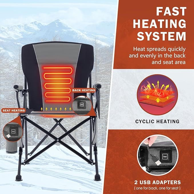 LITEGUEST™ Heated Folding Chair – Portable Warmth for Camping & Fishing