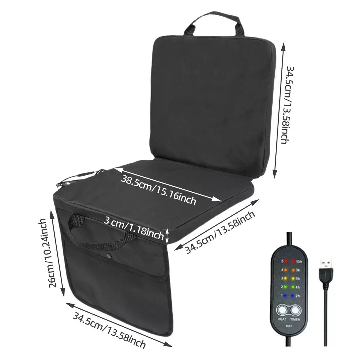 LITEGUEST USB Heated Stadium Seat Cushion Foldable Portable Chair Pad