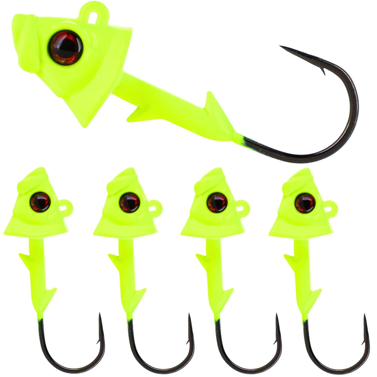 Reaction Tackle Lead Fish Head Jigs - 5-PACK - New