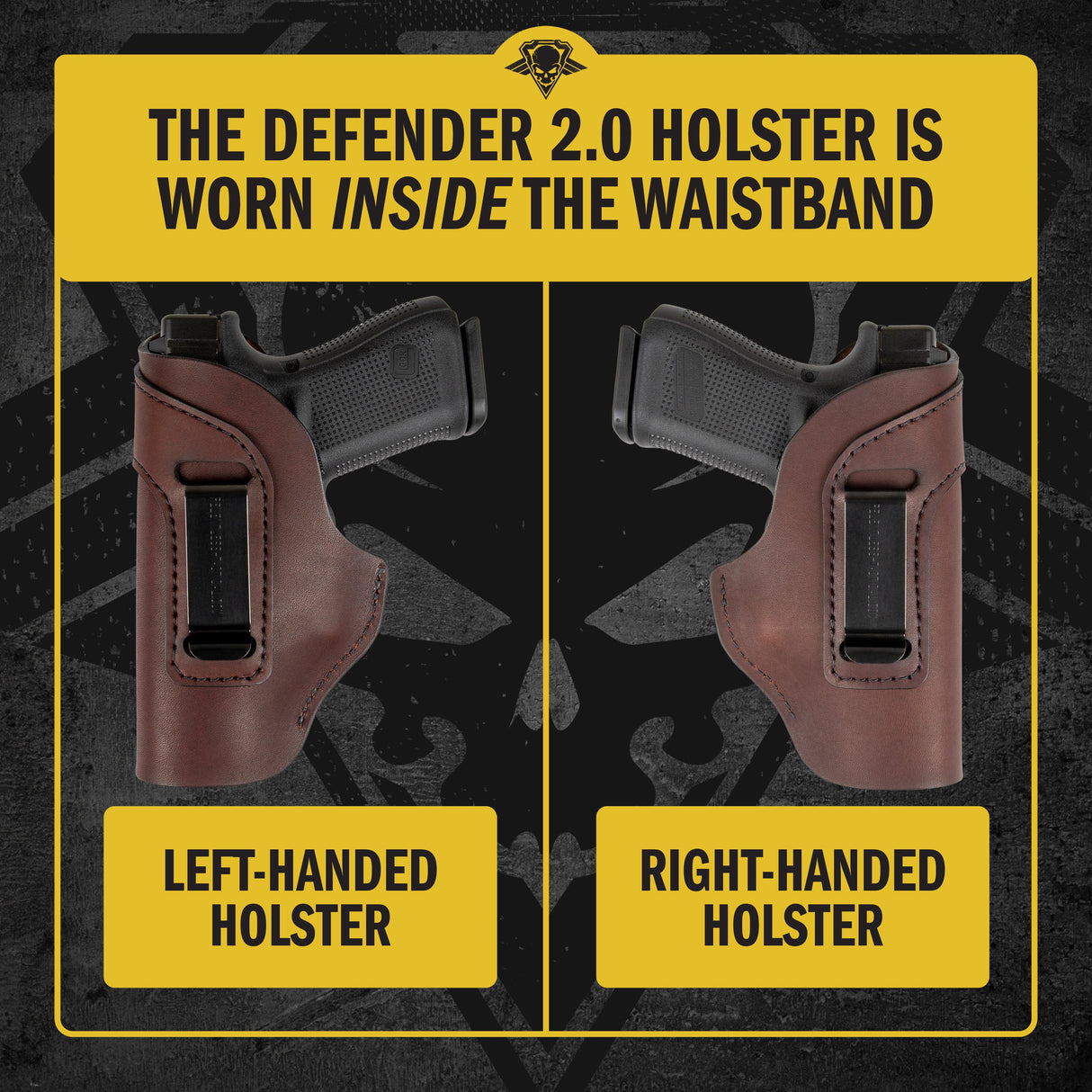 The Defender Leather IWB Holster - S&W Shield/Glock/XD Handguns - Lifetime Warranty - Made in USA
