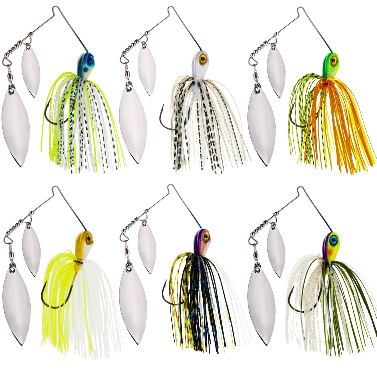 Reaction Tackle Lead Spinnerbait Jigs – 3-Pack, Double Willow Blade - New