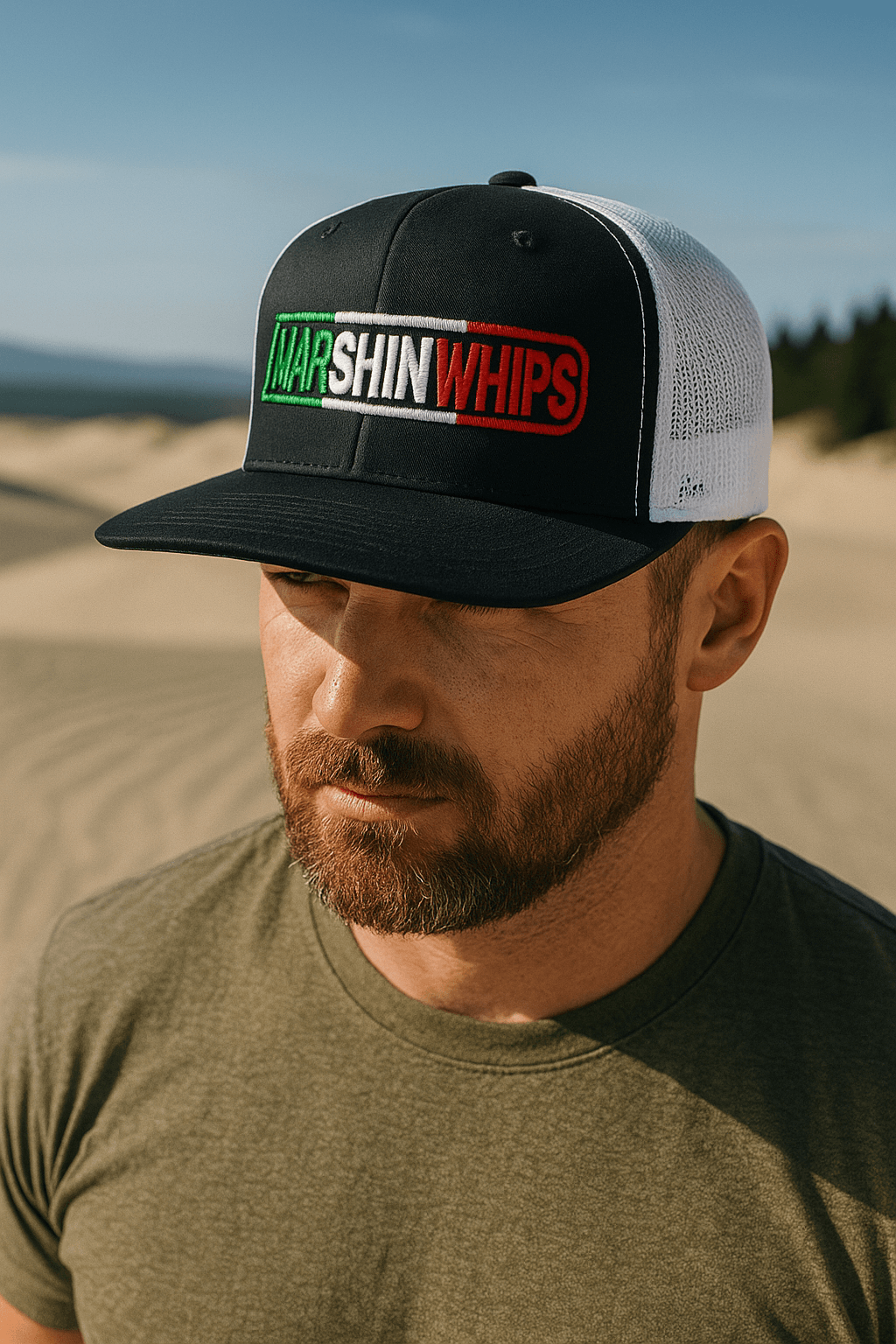 Snap Back Hat - Red, White,Green