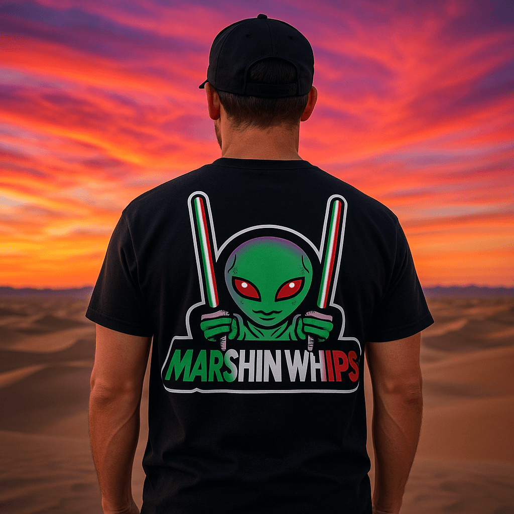 Marshin Whips Green, White and Red Logo T-Shirt