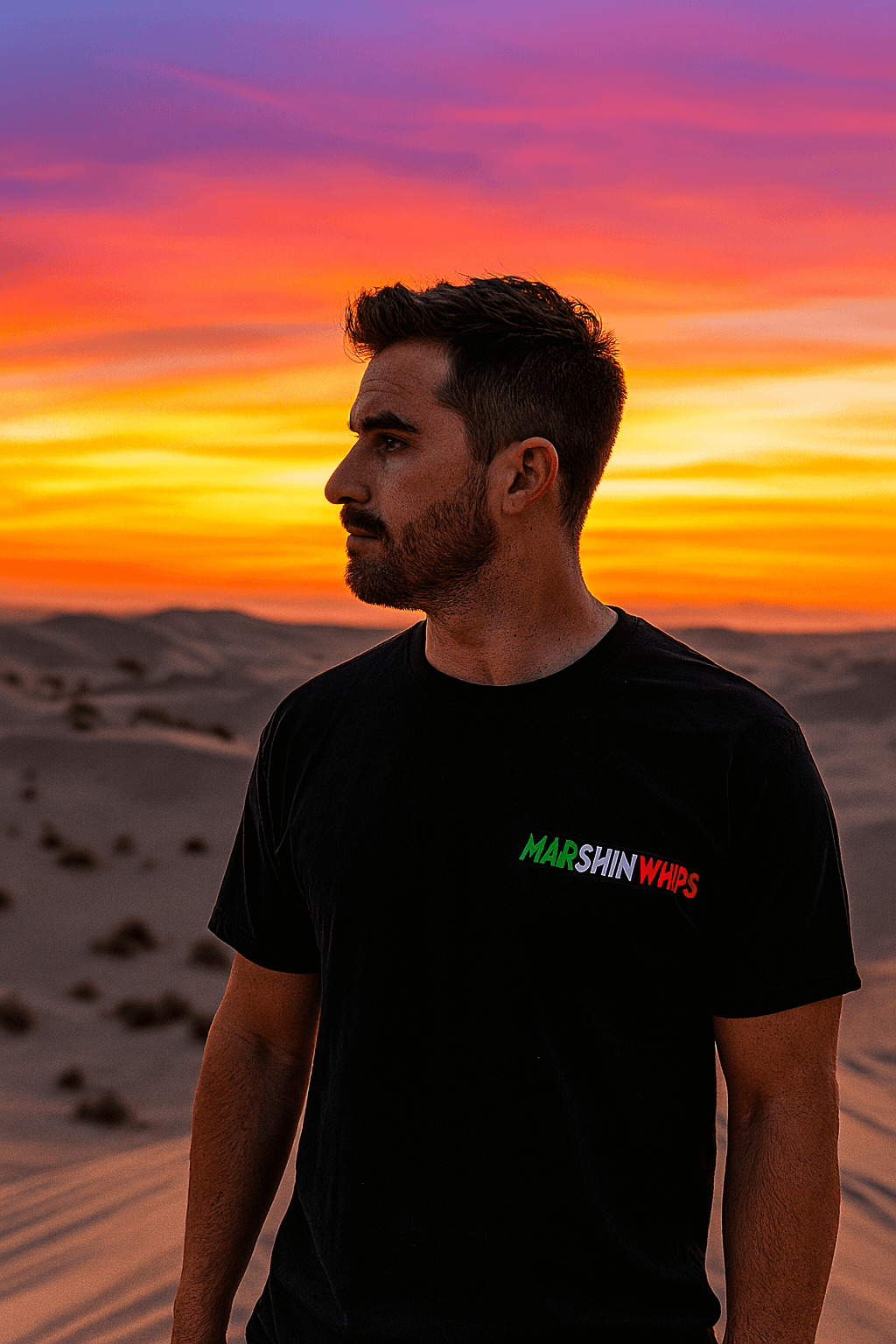 Marshin Whips Green, White and Red Logo T-Shirt