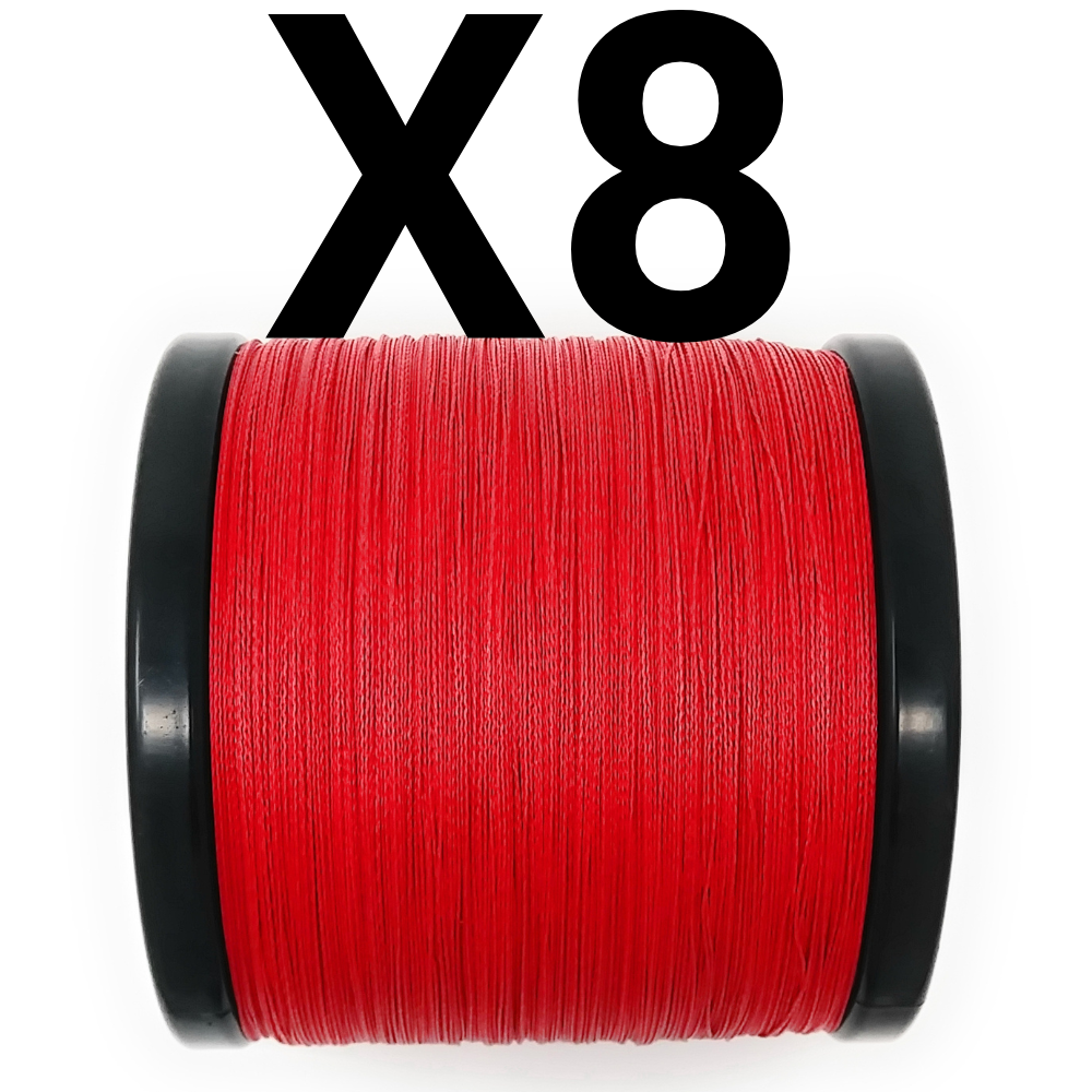Reaction Tackle X8 Braided Fishing Line - NO FADE Red 8 Strand - NEW