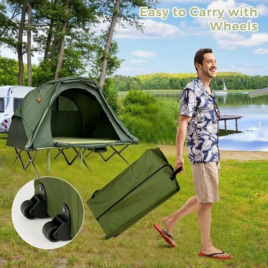 2-Person Outdoor Camping Tent with External Cover-Green-1