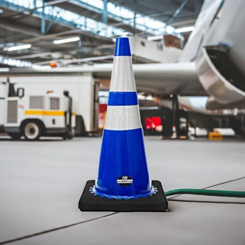Traffic Cones 28 Inch Blue PVC With Black Base And Reflective Collar For Construction Sites Set Of 16 The Crew Hangar