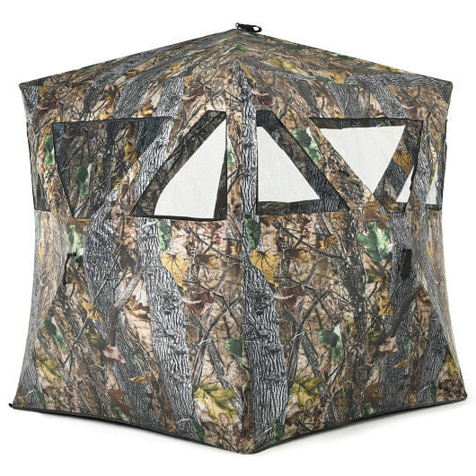 3 Person Portable Pop-Up Ground Hunting Blind with Tie-downs-0
