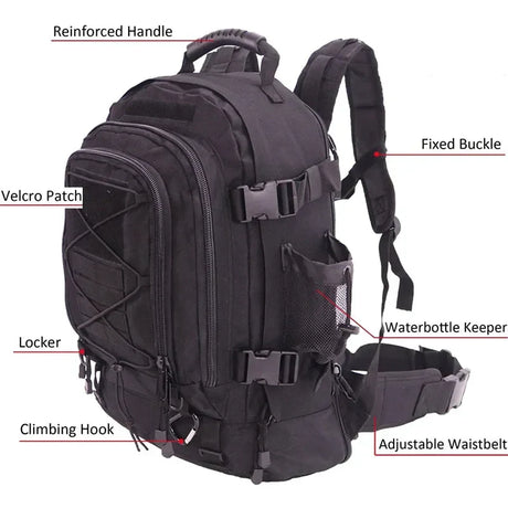 Tactical MOLLE Backpack Heavy-Duty Rucksack Black-2