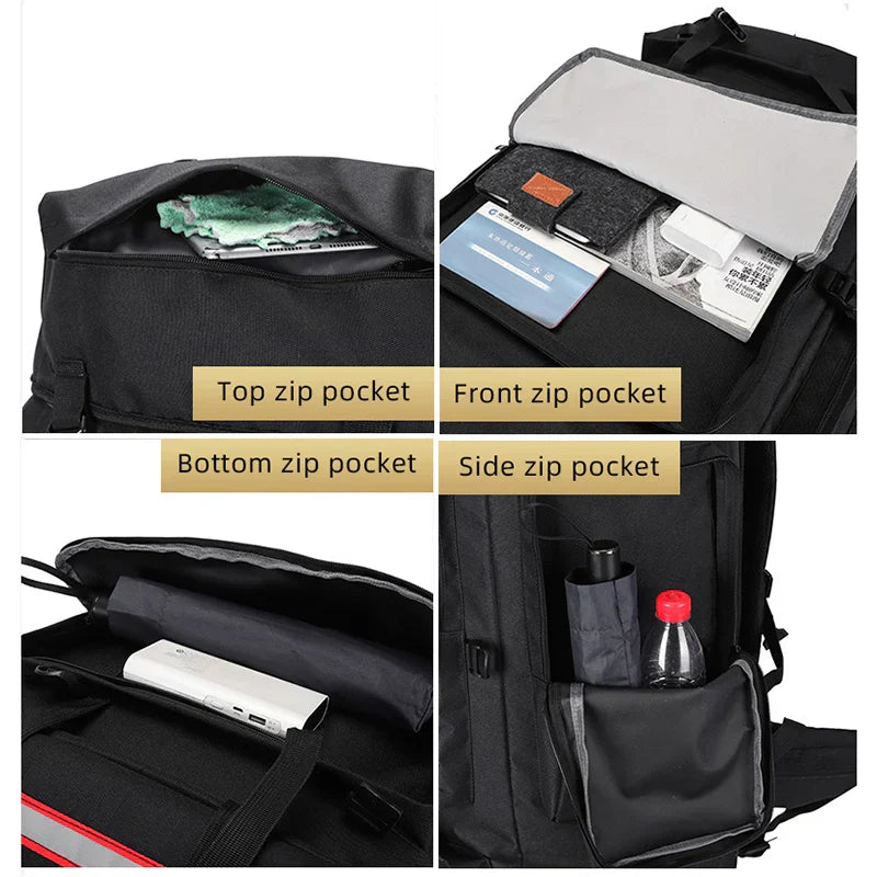 Tactical Hiking Backpack Molle Rucksack Black-4