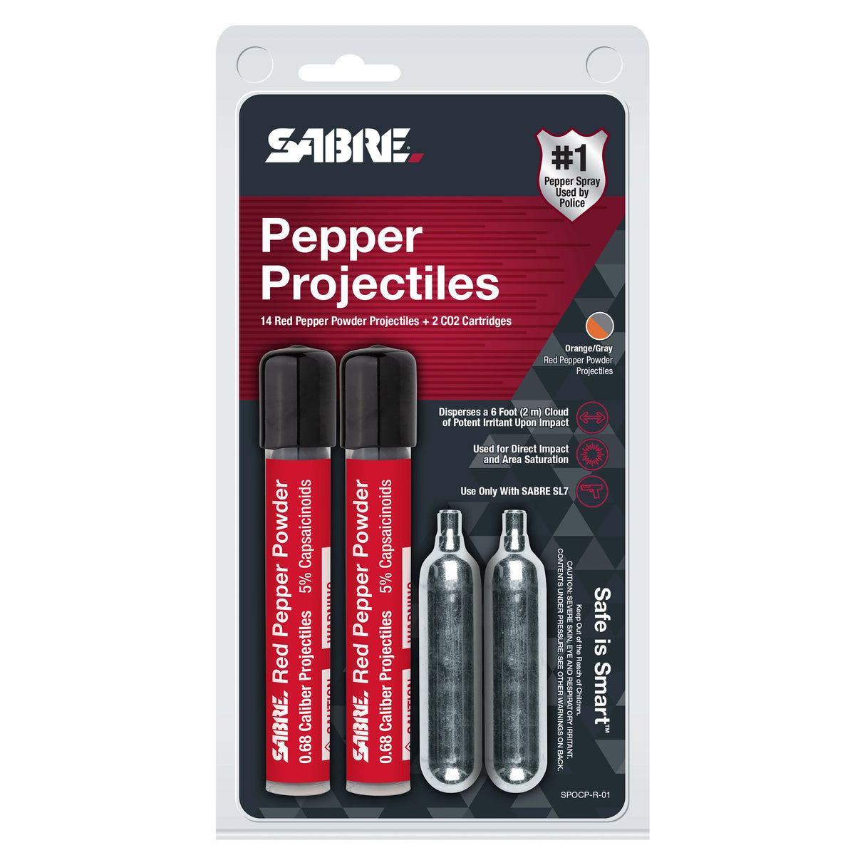 Sabre 14 Live 0.68 Cal Projectiles With 2 CO2 Cartridges