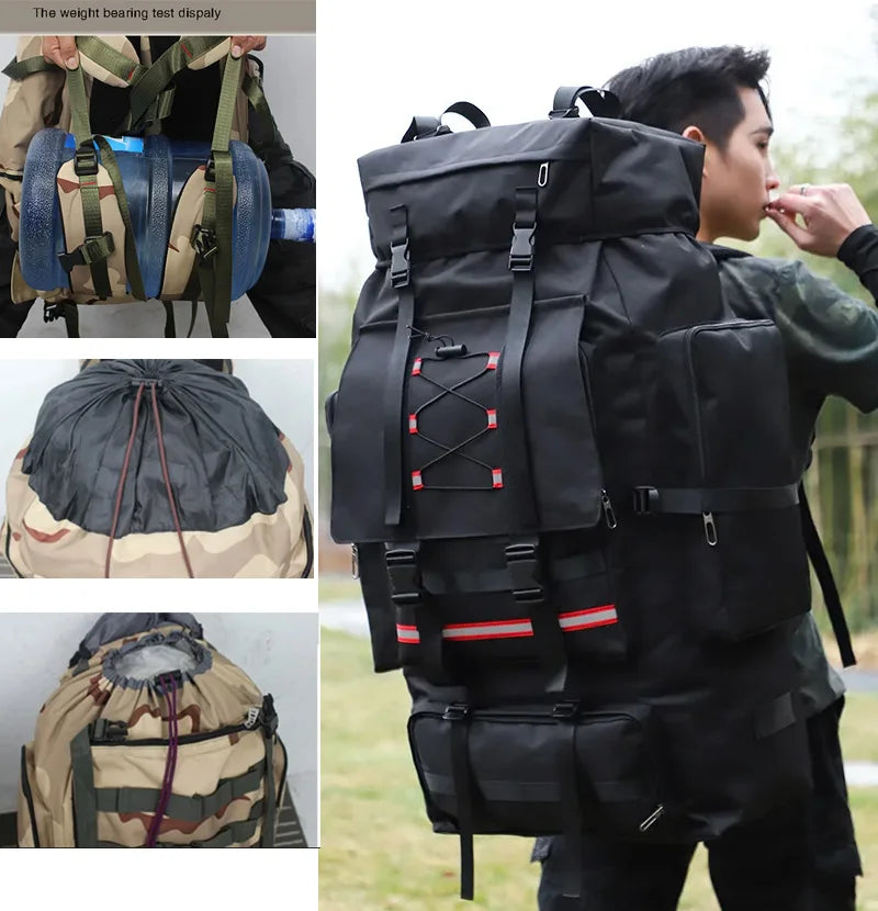 Tactical Hiking Backpack Molle Rucksack Black-2