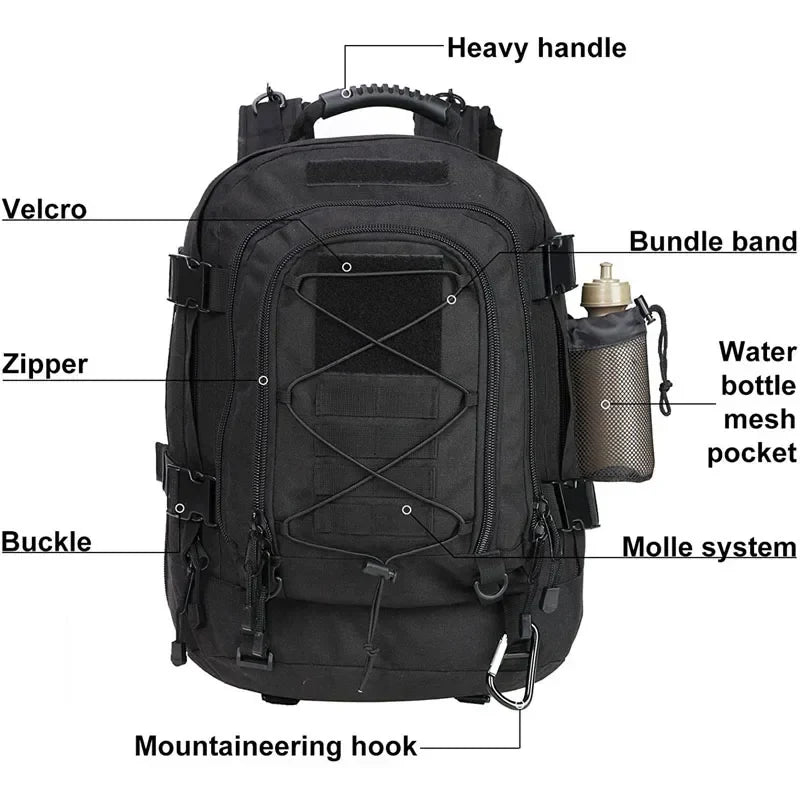 Tactical MOLLE Backpack Heavy-Duty Rucksack Black-1