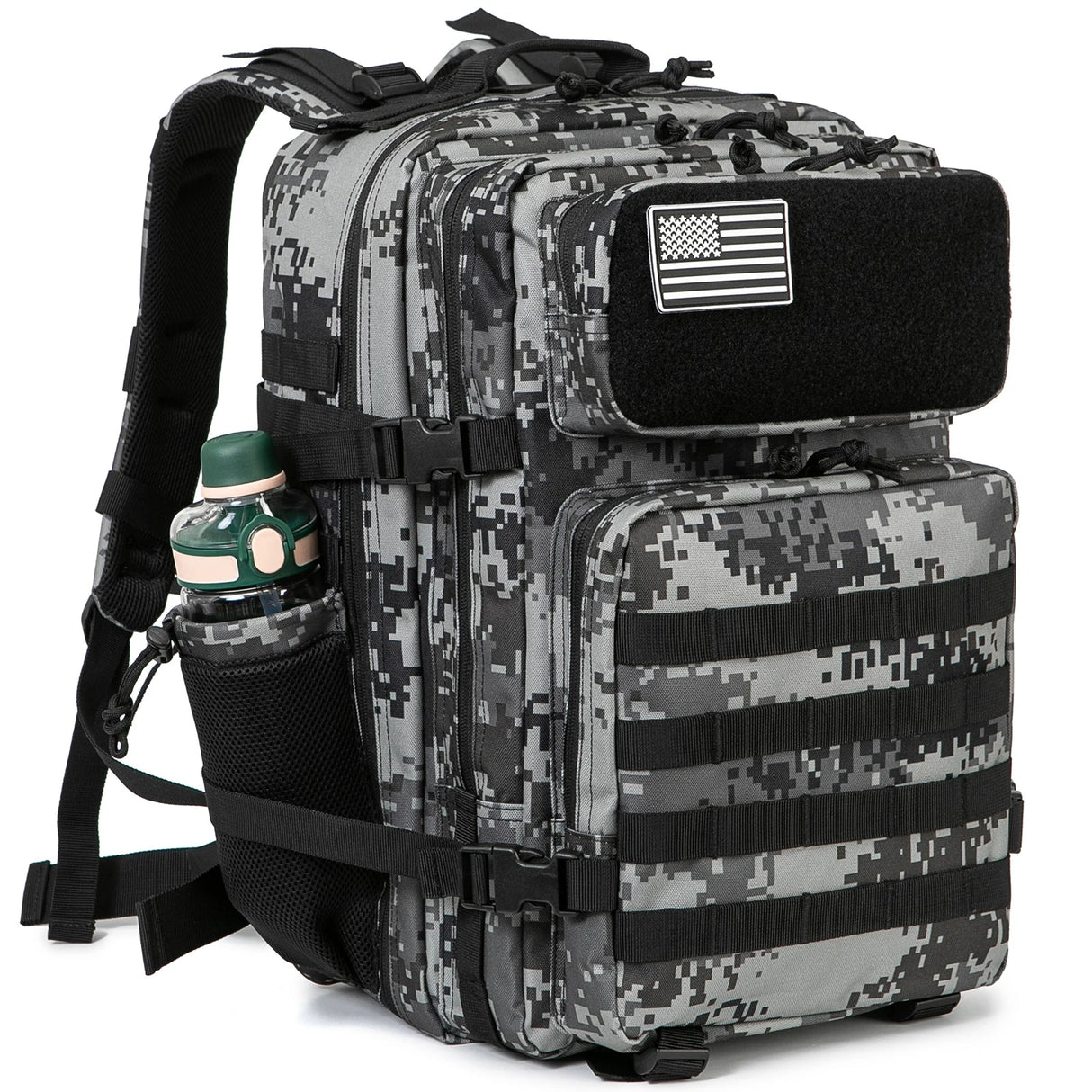 45L Tactical Backpack Waterproof Rucksack Black Camo-0