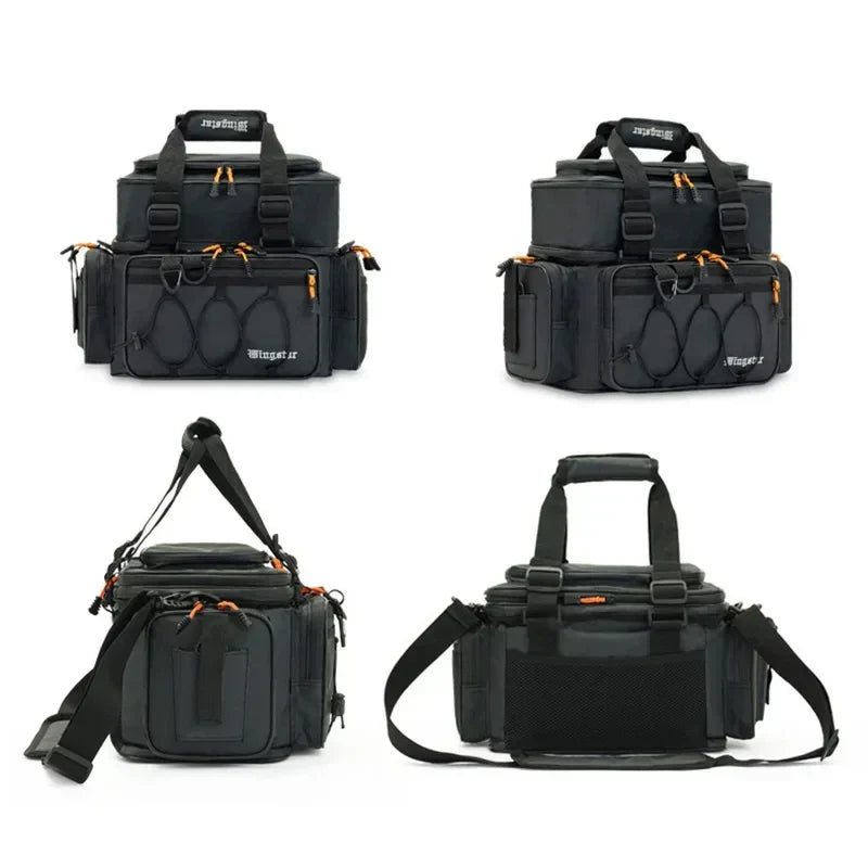 Waterproof Fishing Gear Shoulder Bag Camping Black-2