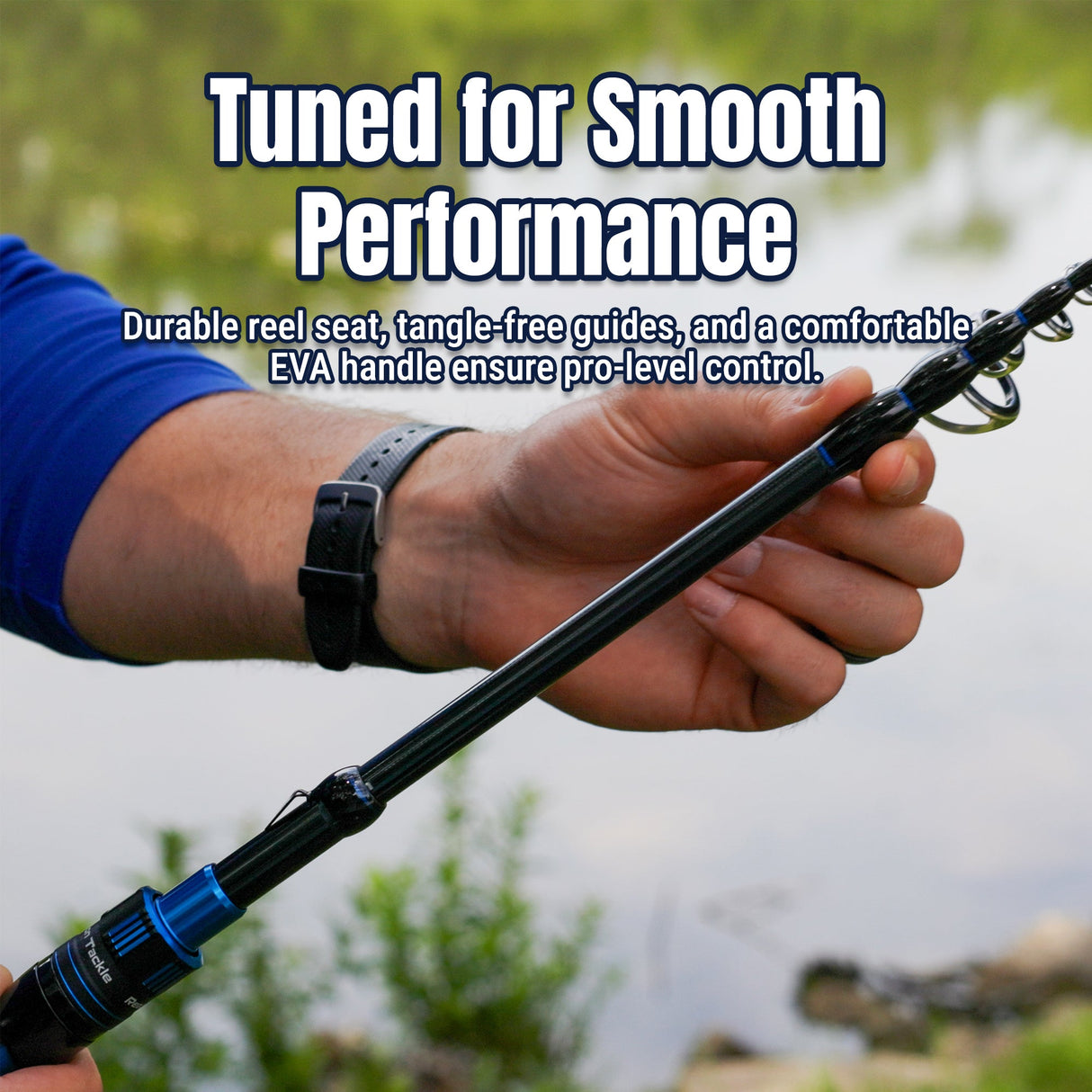 Reaction Tackle Telescopic Spinning Rod – Carbon Travel Fishing Rod – Collapsible Rod for Freshwater and Saltwater - NEW