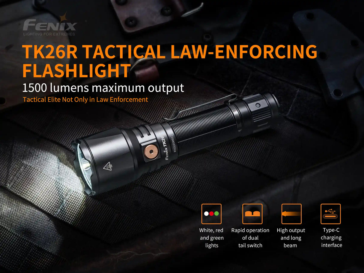 Fenix TK26R 1500 Lumen Tactical Flashlight - Adventure-Ready