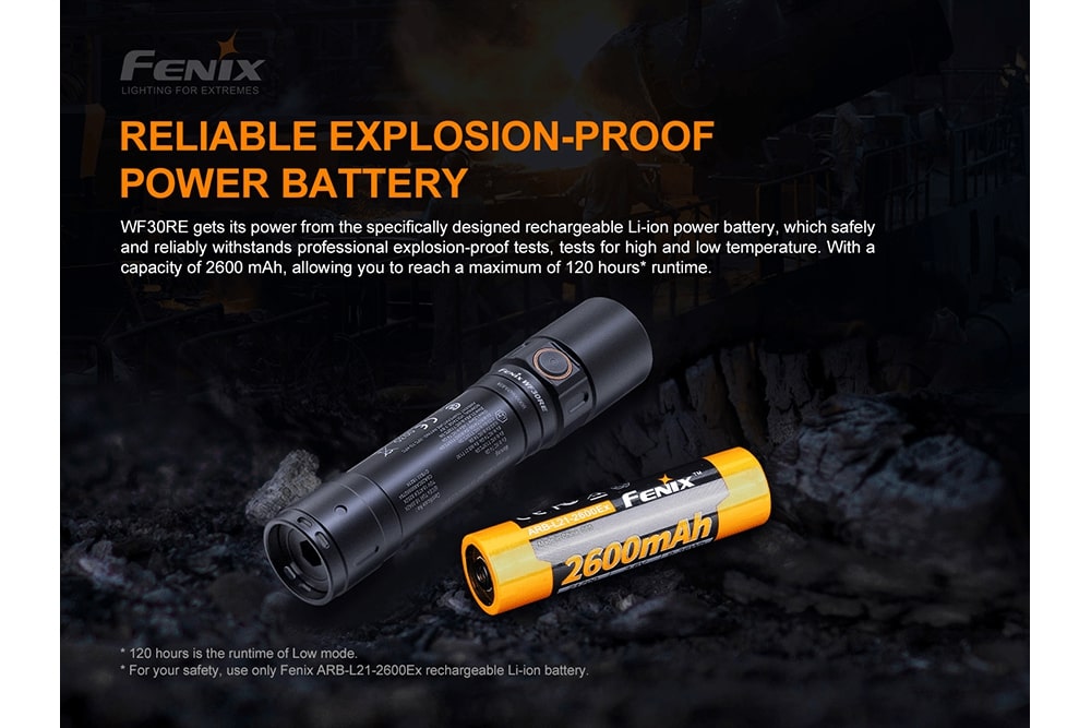 Fenix WF30RE Intrinsically Safe Flashlight For Hazardous Environments 280 Lumens