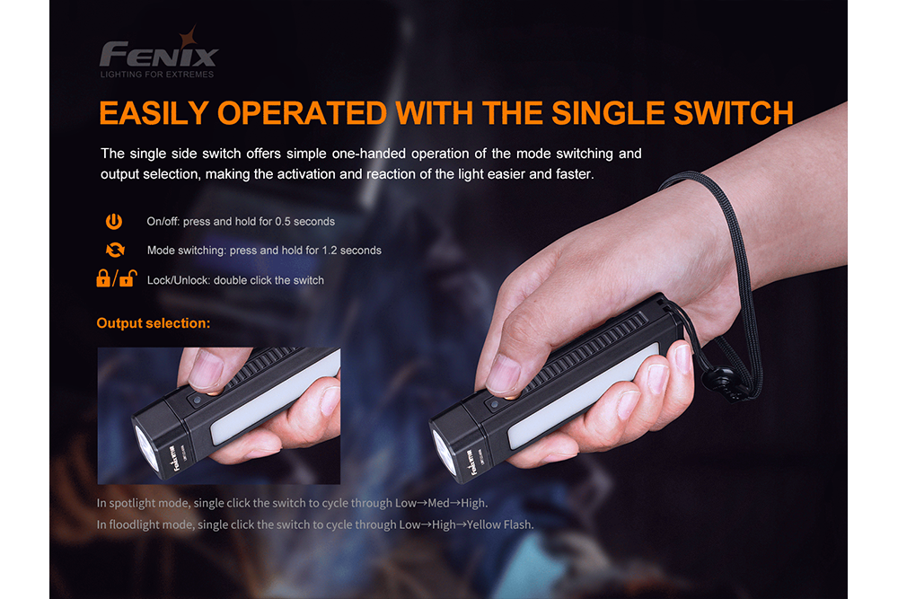 Fenix WT16R Rechargeable Work Light With 300 Lumen Output Magnetic Back And Side Light For Technicians