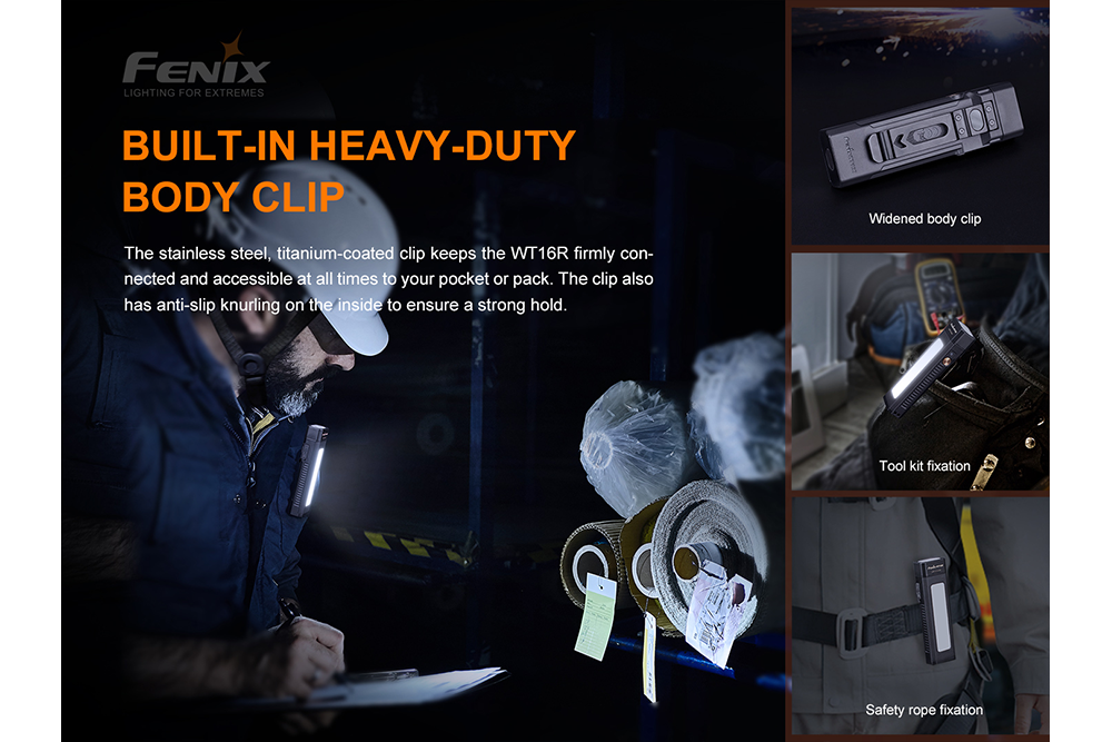 Fenix WT16R Rechargeable Work Light With 300 Lumen Output Magnetic Back And Side Light For Technicians