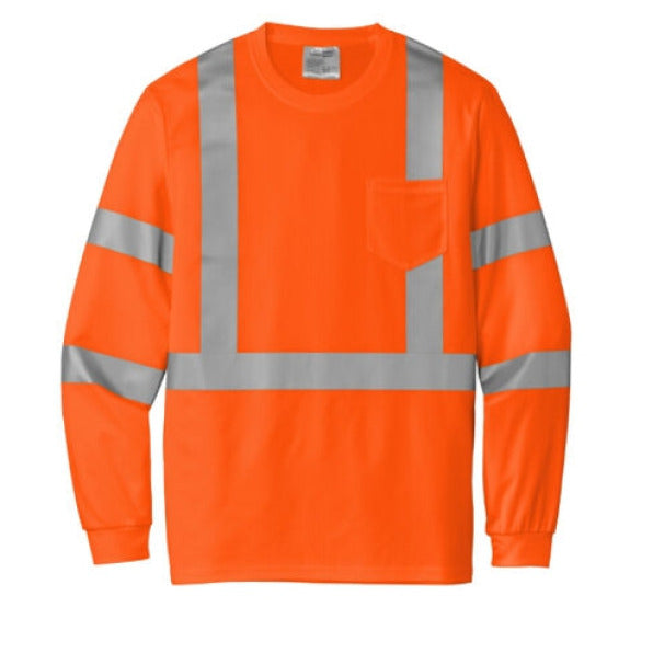 The Crew Hangar Hi Vis Long Sleeve Shirt ANSI Class 3 Reflective Breathable Birdseye Mesh Tarmac Tough For Builders