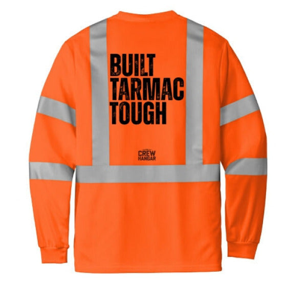 The Crew Hangar Hi Vis Long Sleeve Shirt ANSI Class 3 Reflective Breathable Birdseye Mesh Tarmac Tough For Builders