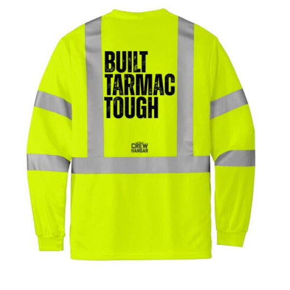 The Crew Hangar Hi Vis Long Sleeve Shirt ANSI Class 3 Reflective Breathable Birdseye Mesh Tarmac Tough For Builders