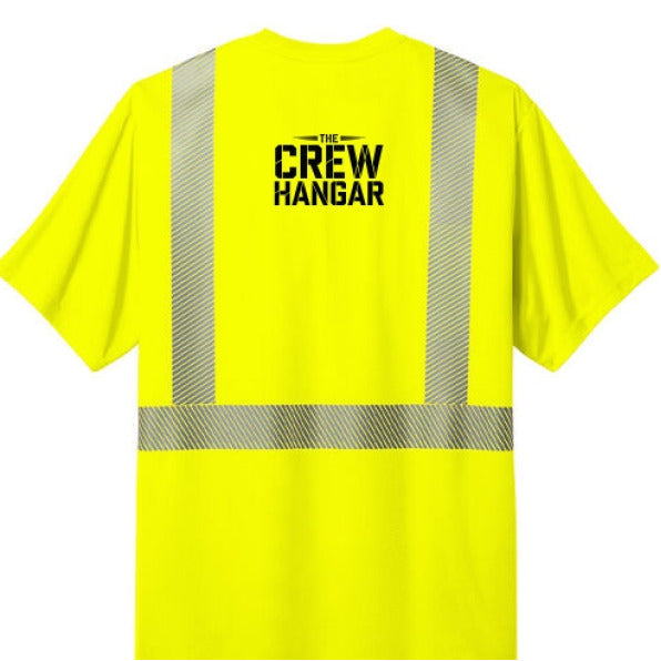Hi Vis Crew Tee The Crew Hangar Edition ANSI Class 2 Reflective Safety Shirt For Industrial Workers