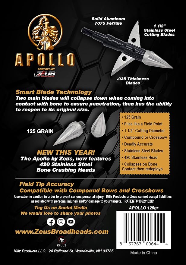 APOLLO 125 GRAIN BROADHEADS (3 PACK) (FORMERLY HERA)