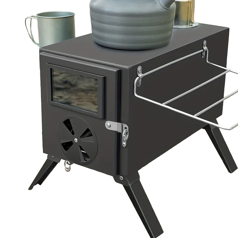 Portable Wood Burning Tent Stove - Black-0