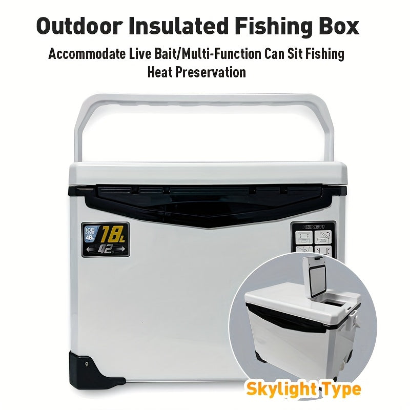 Slip-Resistant Fishing Cooler Box with Bait Compartment (32L)-1