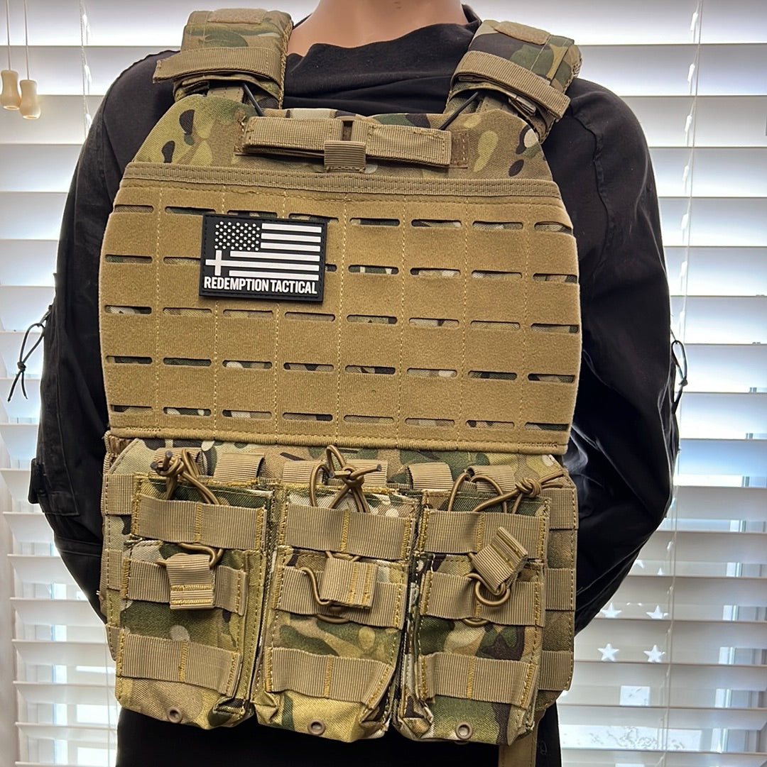 "BLACK RAMBO" LEVEL IV ARMORED VEST COMBO (LIGHTWEIGHT LEVEL IV (2) 10x12 Front/Back Ceramic PE Plates))