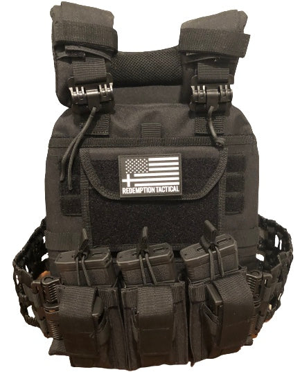 "BLACK RAMBO" LEVEL IV ARMORED VEST COMBO (LIGHTWEIGHT LEVEL IV (2) 10x12 Front/Back Ceramic PE Plates))